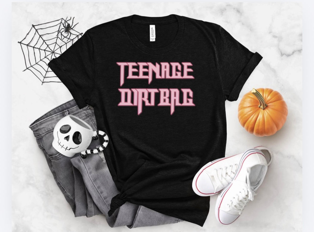 Teenage Dirtbag Graphic T-Shirt | Pink & Black 2000s Nostalgia Tee