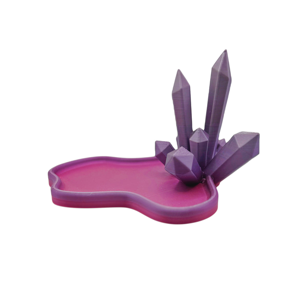Purple Crystal Cluster Ring Dish – 3D Printed Amethyst Style Jewelry Tray & Desk Catchall