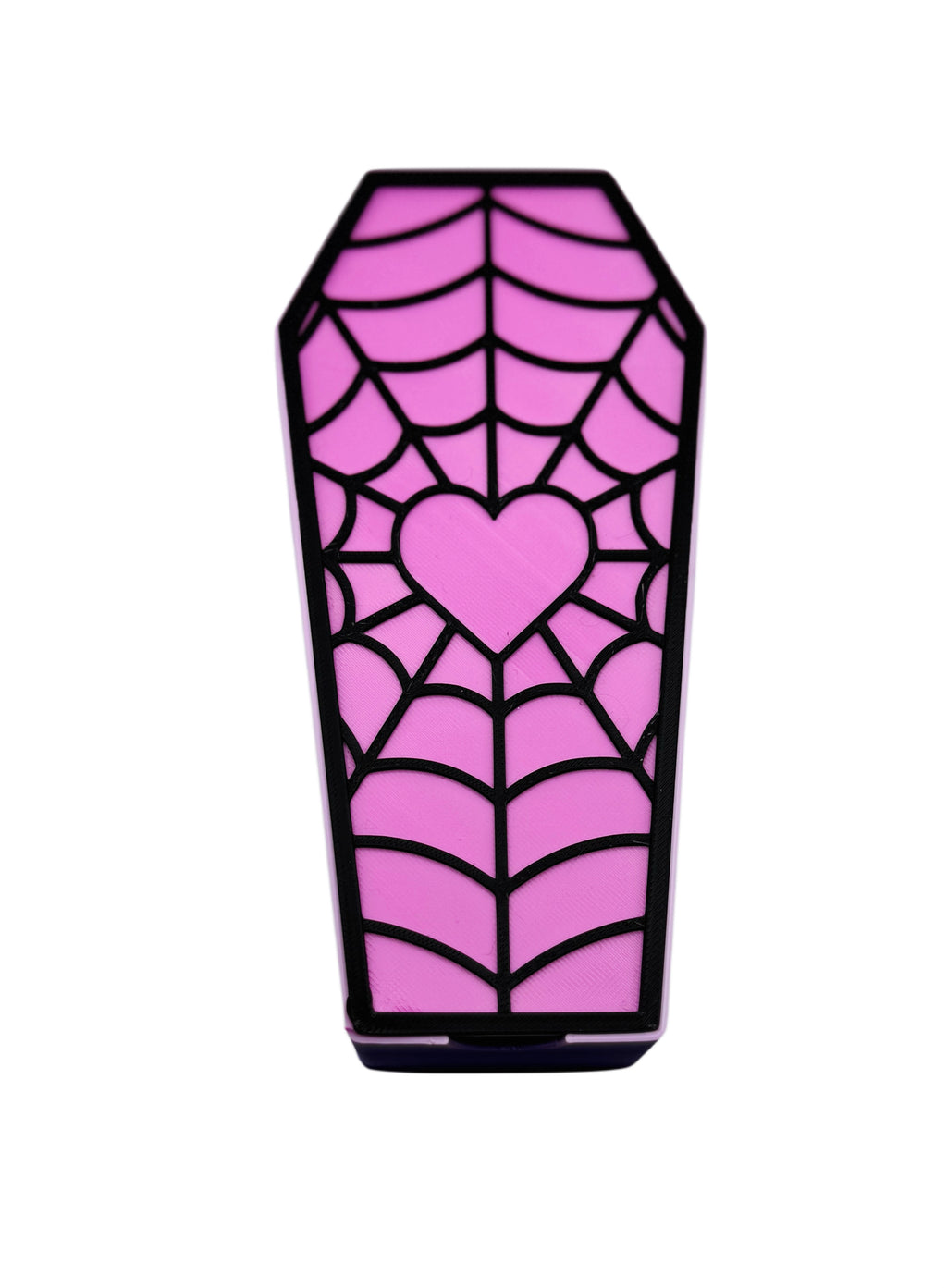 Pink & Purple Coffin Trinket Box | Gothic Spiderweb Heart Storage Container